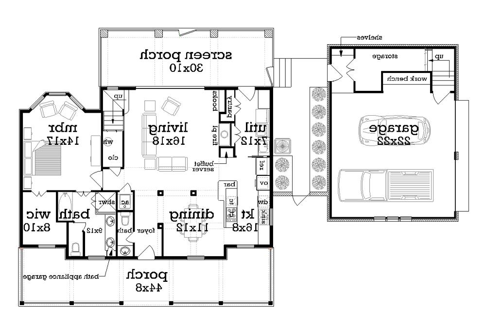 Main Level Floor Plan image of Shady Oaks Manor - 1723 House Plan